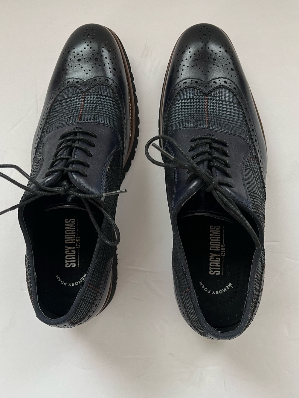 Stacy Adams Men's Callan Black Wingtip Oxford with Textured Panels Sz 7M